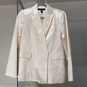 Forever 21 Satin Blazer, Color Pearl Cream, Size Small